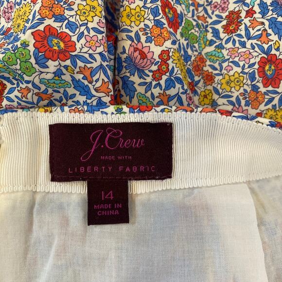 J. Crew Liberty Fabric Floral Trumpet Hem Midi Skirt EUC Sz 14 Cotton - Picture 5 of 10